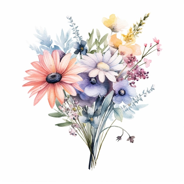 Há um buquê de flores que é pintado em aquarela generativa ai