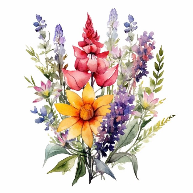 Há um buquê de flores que é pintado em aquarela generativa ai