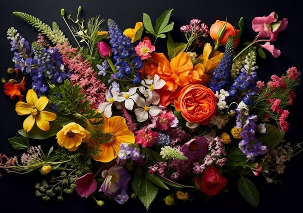 Há um buquê de flores que está em uma mesa generativa ai