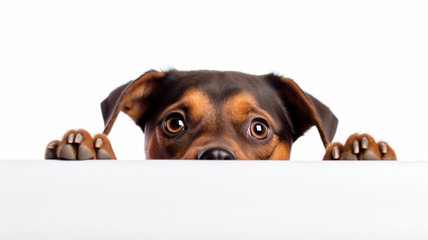 Foto há um cachorro olhando para um quadro branco gerativo de ia