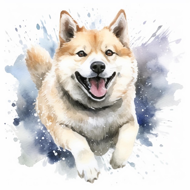 Há um cão que está correndo na aquarela generativa ai