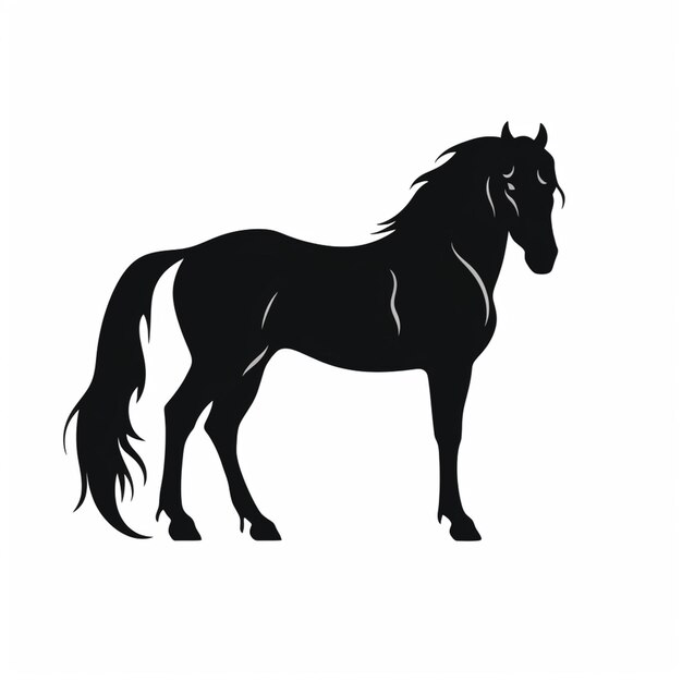 Foto há um cavalo preto sozinho em um fundo branco ai generativo