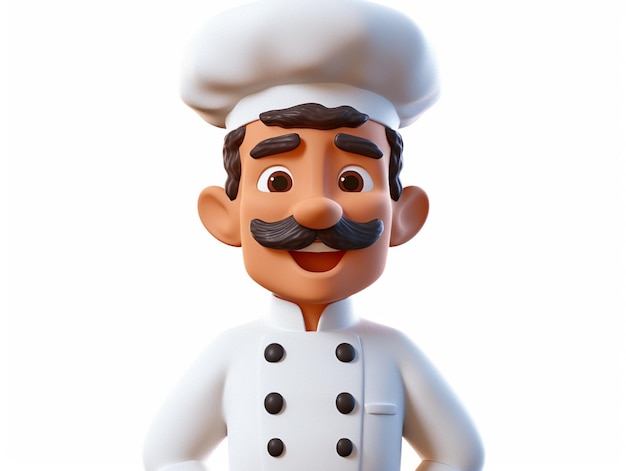 Há um chef de desenho animado com um bigode e um bigode generativo.