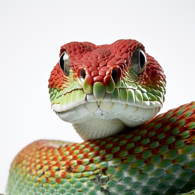 Há um close-up de uma cobra com uma cabeça vermelha generativa ai