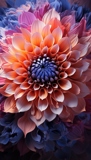 Há um close-up de uma flor com muitas cores generativa ai