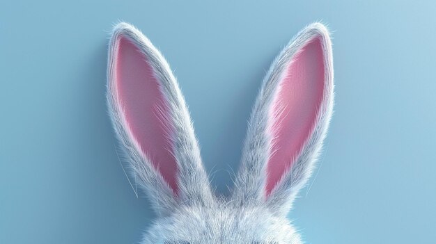 Há um coelho branco com orelhas cor-de-rosa e um fundo azul generativo ai