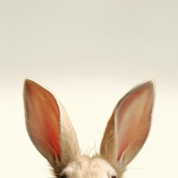 Foto há um coelho branco com um nariz rosa e orelhas generativas ai
