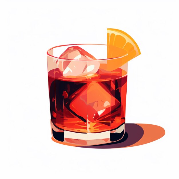 Foto há um copo de álcool com uma fatia de laranja no lado generativo ai