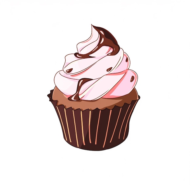 Há um cupcake com glacê rosa em cima dele generative ai