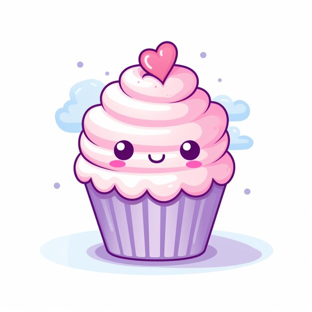 Há um cupcake com um coração em cima dele.