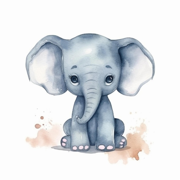 Há um desenho a aquarela de um elefante sentado generativo ai