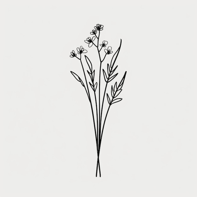 Foto há um desenho de um bouquet de flores em um fundo branco generativo ai