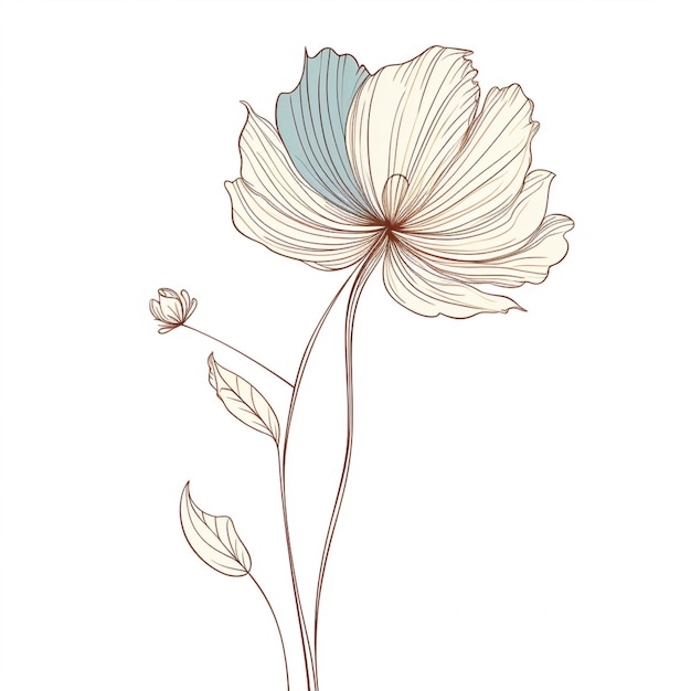 Há um desenho de uma flor com um caule e folhas generativas ai