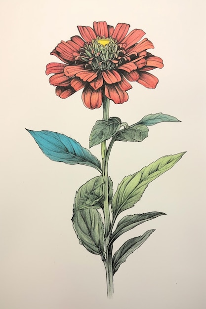 Há um desenho de uma flor com um caule verde generativo ai