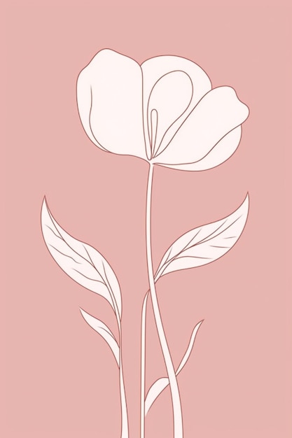 Foto há um desenho de uma flor em um fundo rosa generativo ai