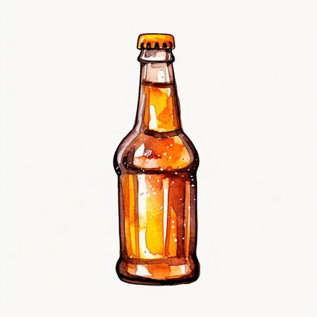 Foto há um desenho de uma garrafa de cerveja com um topo marrom generativo ai