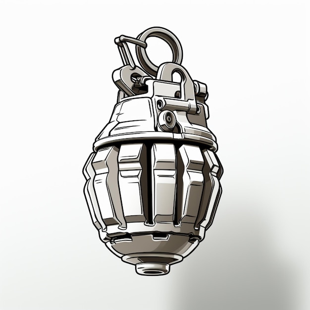 Foto há um desenho de uma granada pendurada de um gancho generativo ai
