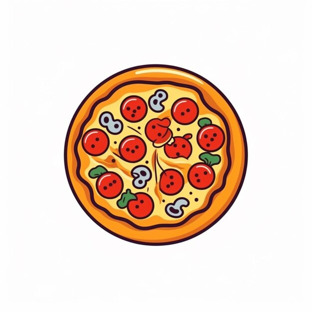 há um desenho de uma pizza com tomates e cogumelos ai generativo