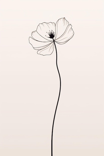 Há um desenho em preto e branco de uma única flor generativa ai