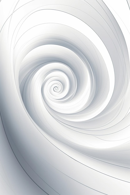 Há um design espiral branco com um fundo preto generativo ai