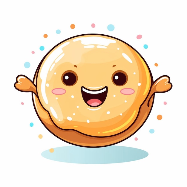 Foto há um donut de desenho animado com um rosto feliz e mãos generativas