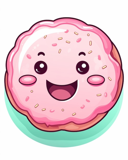 Há um donut rosa com salpicaduras nele.