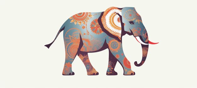 há um elefante com um padrão colorido em seu corpo generativo ai