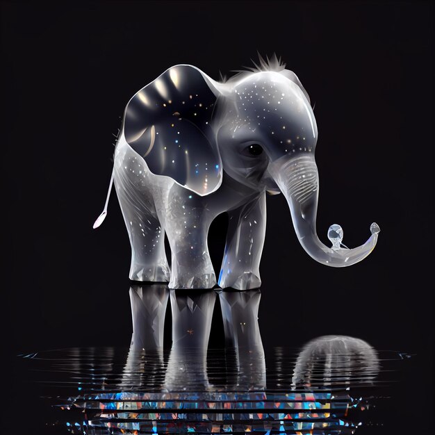 há um elefante muito fofo que está parado na água gerando IA