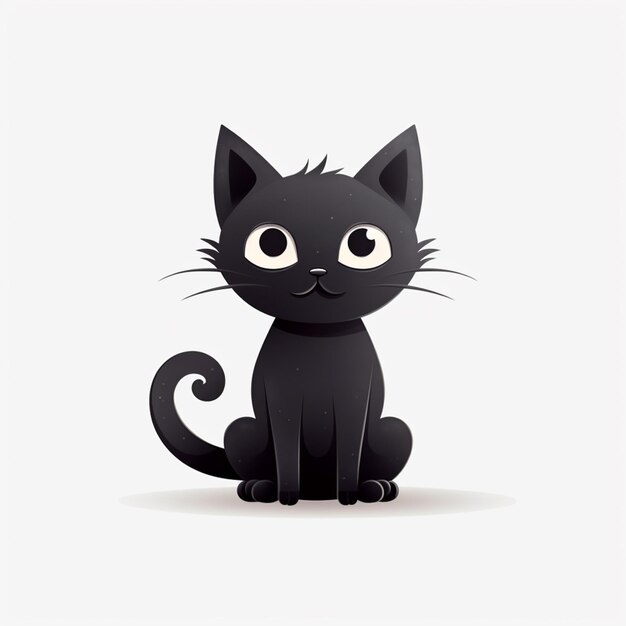 Foto há um gato preto sentado em uma superfície branca generativa ai
