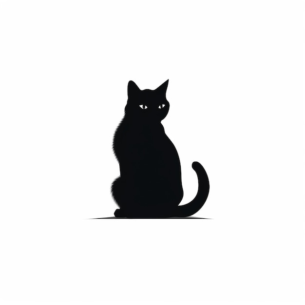 Há um gato preto sentado em uma superfície branca generativa ai