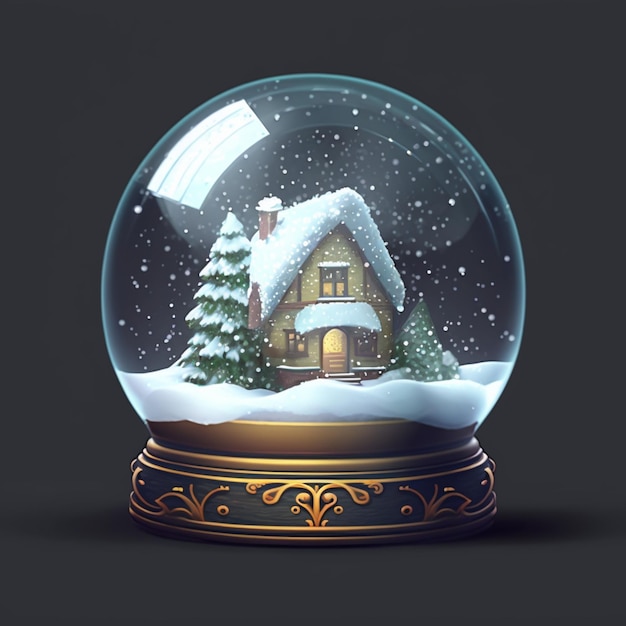 Há um globo de neve com uma casa dentro dele generative ai