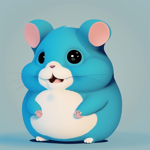 Há um hamster azul e branco sentado em suas patas traseiras generativas ai