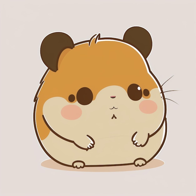 Foto há um hamster de desenho animado sentado de costas com as patas cruzadas.