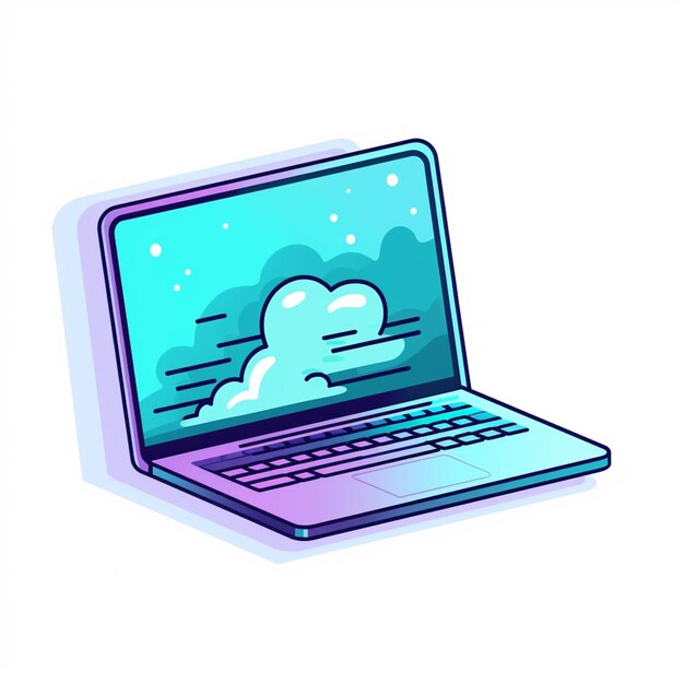 Foto há um laptop com uma nuvem na tela generativa ai