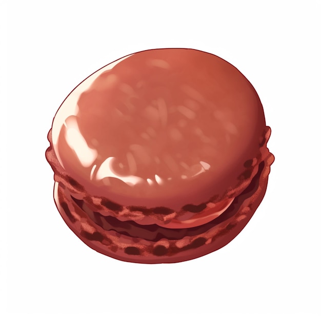 Há um macaron de chocolate com um fundo branco generativo ai