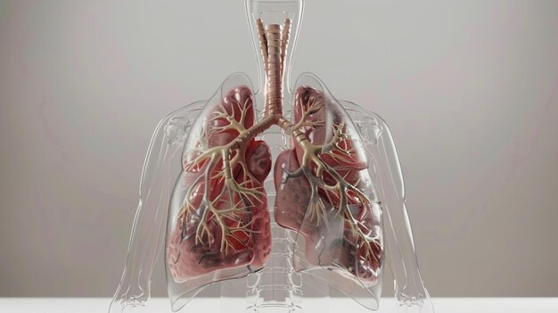 Foto há um modelo de pulmões humanos e pulmões generativos ai