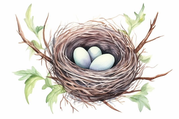 há um ninho de pássaro com dois ovos generativos ai