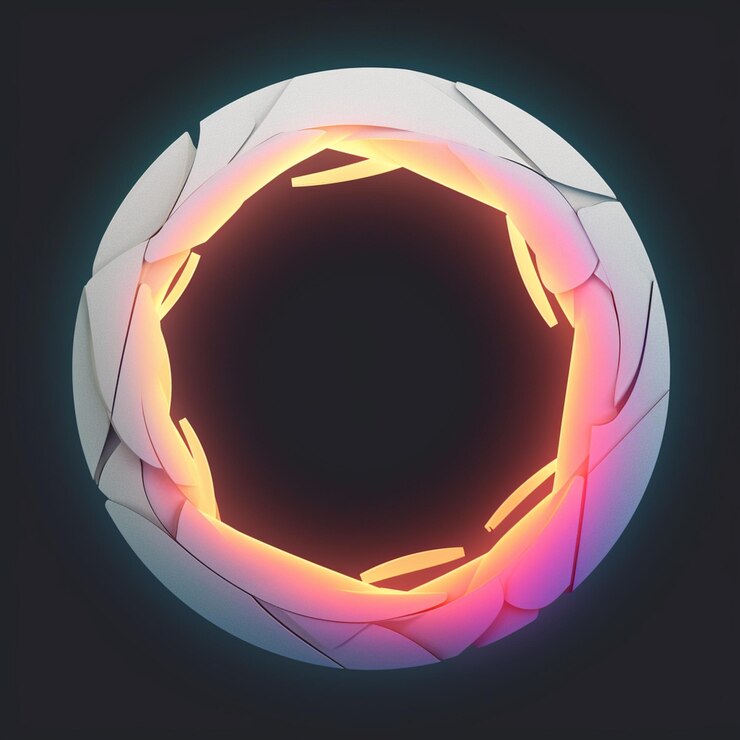 Foto há um objeto circular com uma luz de néon no meio generativo ai