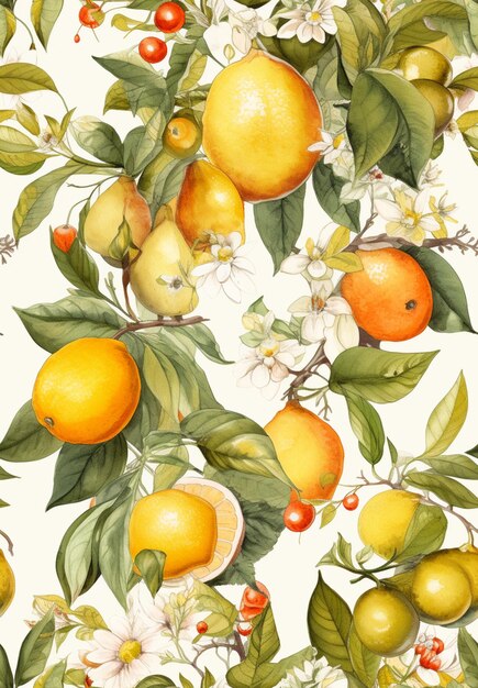 há um padrão de laranjas e limões em uma árvore generativa ai