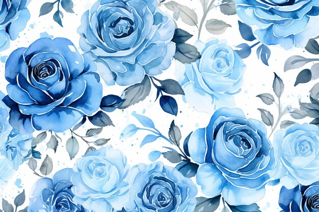 Há um padrão de rosa azul em um fundo branco generativo ai