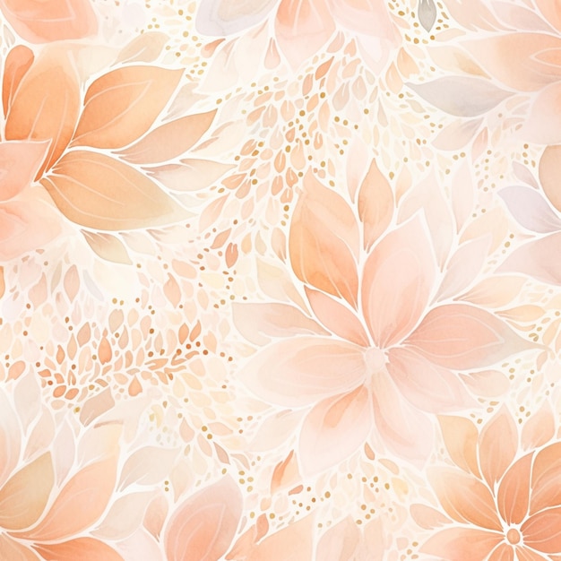 Há um padrão floral com flores laranjas e brancas nele.