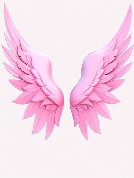 Foto há um par de asas rosa em um fundo branco ai generativo