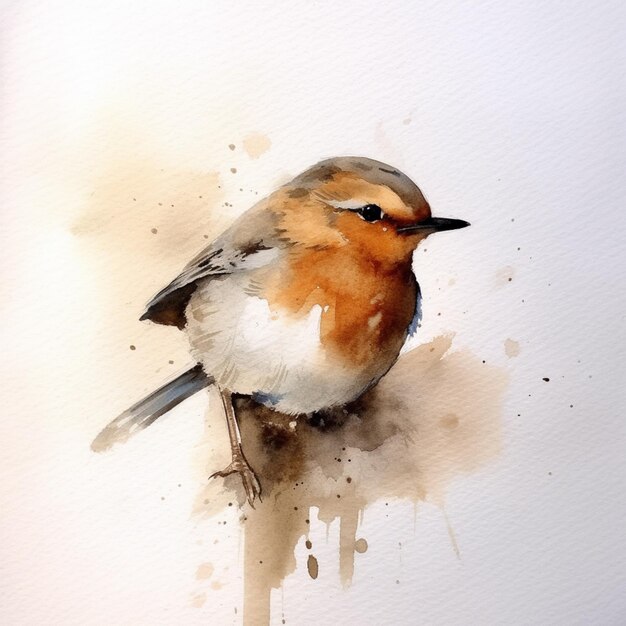 Foto há um pássaro que está sentado em um ramo com tinta aquarela generativa ai