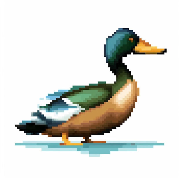 Há um pato de pixel que está parado no chão generativo ai