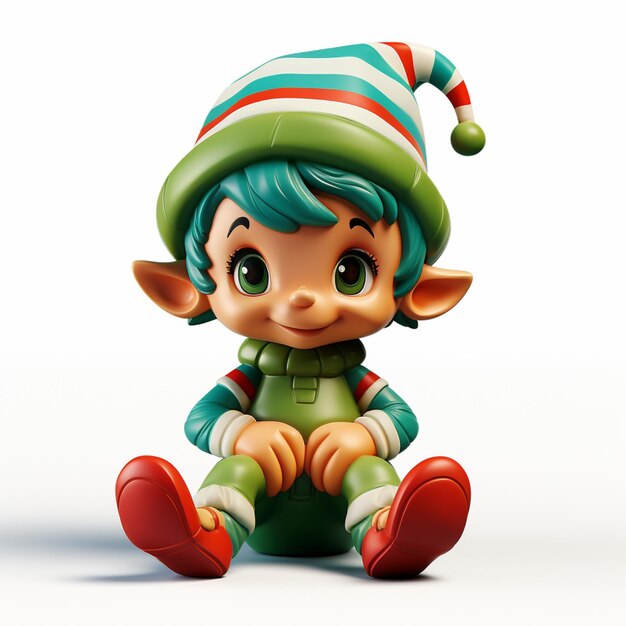 Há um pequeno elfo sentado no chão com um chapéu verde generativo ai