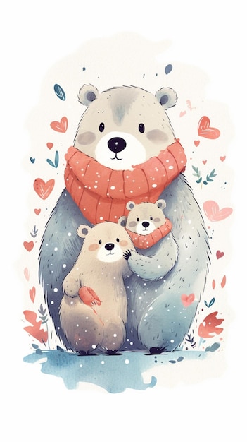 há um urso e dois ursos que estão abraçando ai generativa