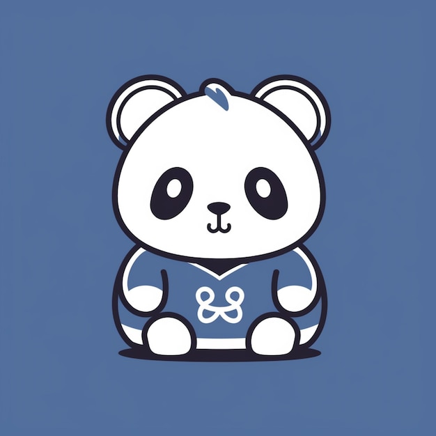 há um urso panda com uma camisa azul sentado generativo ai