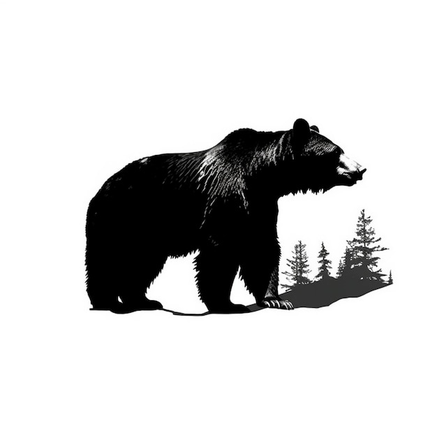 Há um urso preto de pé no meio de uma floresta generativa ai