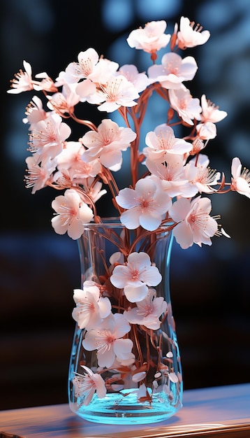 Foto há um vaso com flores em uma mesa generativa ai