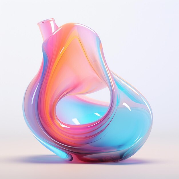 há um vaso de vidro colorido com um design curvo ai generativo
